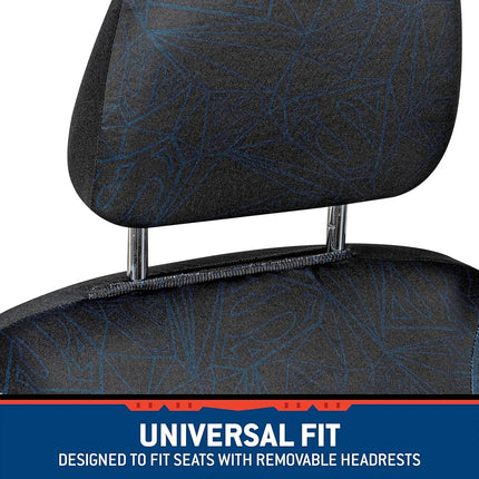 BDK Superman Car Seat Covers for Front Seats with Matching Seat Belt Pads – Officially Licensed Warner Brothers Superhero Auto Accessories Bundle, Made for Car Truck Van and SUV