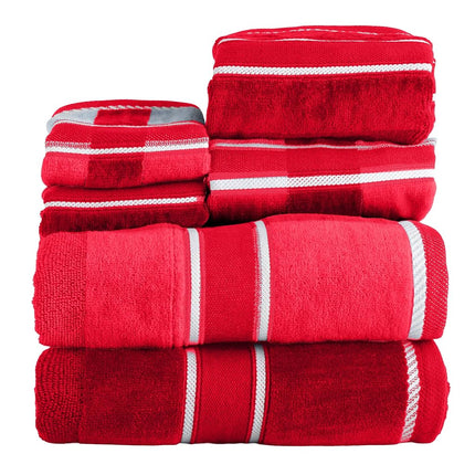Lavish Home Red 100% Cotton Oakville Velour 6 Piec
