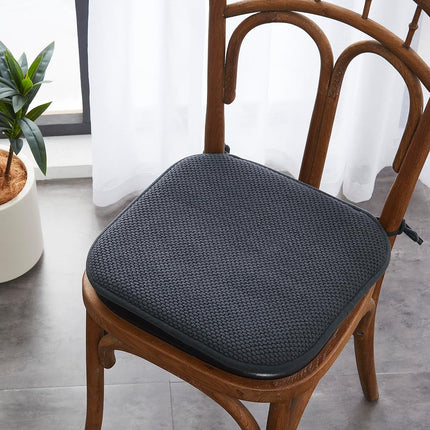 Elegant Comfort 4 Pack Chair Cushion Covers - Skid-Proof Rubber Backing - 16 x 16 Inch - Thick Dining Square Shape Seat Covers - Comfortable Textured Chair Pads with Ties - Honeycomb Pattern, Gray
