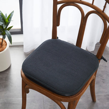 Elegant Comfort, juego de 2 fundas para cojines de silla, reverso de goma antideslizante, 40 x 40 cm, fundas gruesas de asiento cuadrado para comedor, cómodas almohadillas texturizadas para silla con lazos, patrón de panal, gris