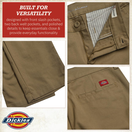 Dickies womensFP513Straight Flex Twill Pant Khakis - Beige - 10 32