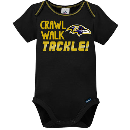 NFL Baltimore Ravens Body de Manga Corta Paquete de 3, Azul/Negro/Blanco Baltimore Ravens, 3-6 Meses (137453160RVN06M-507)