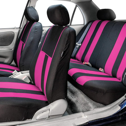 FH GROUP FH-FB036217 Striking Striped Seat Covers Pink/Black Color - Fit Most Car, Truck, Suv, or Van