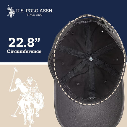 U.S. Polo Assn. Men's U.s Polo Assn. Cotton Adjustable Curved Brim With Embroidered Small Pony Logo Baseball Cap, Slate, One Size UK