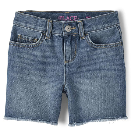 The Children's Place Girls' Denim Midi Shorts, Azalea Wash, 12