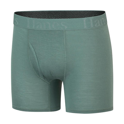 Hanes Boys' Big Originals Supersoft Boxer Briefs, Viscose from Bamboo Underwear, 5-Pack, Blue, Grey, Black, Green, X-Large