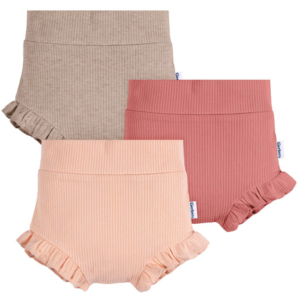 Gerber Baby Girls' 3-Pack Bubble Shorts, Multicolo