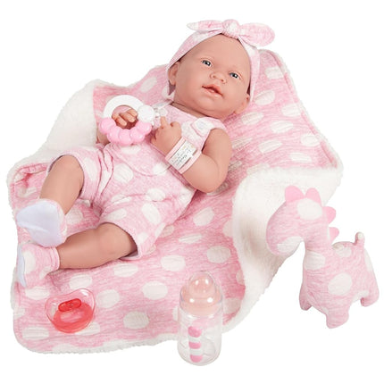 JC Toys-La Newborn Baby Doll, Pink with White (18063)