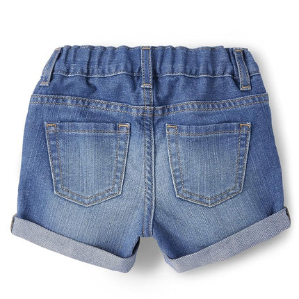 The Children's Place Baby Toddler Girls Denim Shortie Shorts 2 Pack, Sage Wash, 4T