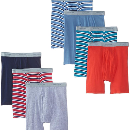 Fruit Of The Loom Men's Super Value Stripe Solid Boxer Brief(Pack of 7) - Multi - M