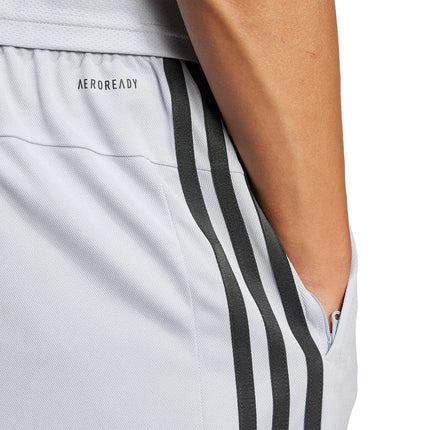 adidas Men's Train Essentials Piqué 3-Stripes Training Shorts, Halo Silver/Black, L Tall