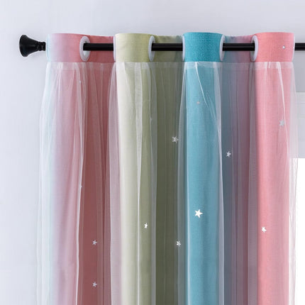 XiDi Curtains for Bedroom Decor, Rainbow Pink-Blue