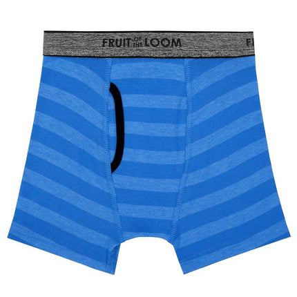 Fruit of The Loom Boys' Tag Free Cotton Boxer Briefs, Boy - 10 Pack - Traditional Fly Stripes, Medium