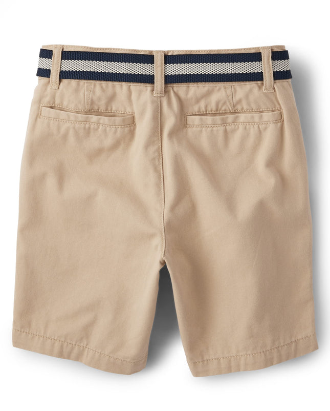 The Children's Place Pantalón corto chino con cinturón para niño, Tostado, 7