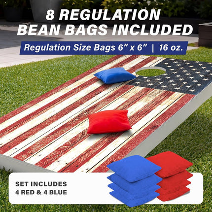 GoSports 4 x 2 ft Regulation Size Wood Cornhole Board Set - Dark Wood Design, Includes 2 Boards, 8 Bean Bags, Carrying Case and Game Rules