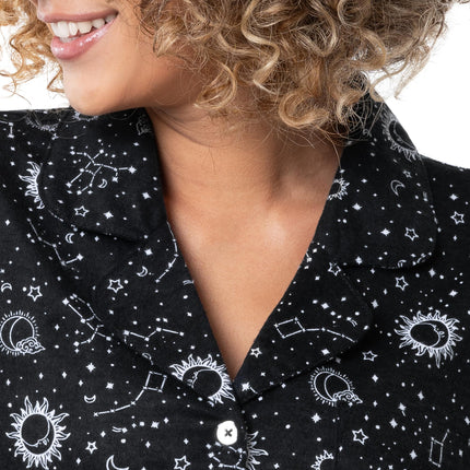 Fruit of the Loom Women's Flannel Sleep Shirt Night, Cosmic Sky, 4X