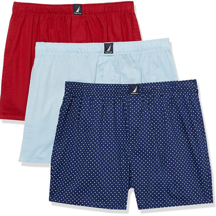 Nautica Men's Cotton Woven 3-Pack Boxers Shorts, N