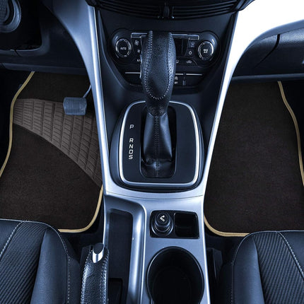FH Group F14503 Beige Color-Trimmed Liners Non-Slip Car Floor Mats with Rubber Heel Pad – Full Set (F14503-BEIGE)