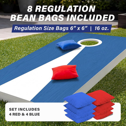 GoSports 4 x 2 ft Regulation Size Wood Cornhole Board Set - Tropical Beach Design, Includes 2 Boards, 8 Bean Bags, Carrying Case and Game Rules