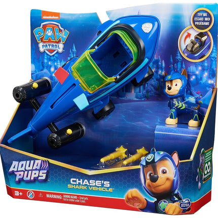 PAW Patrol, Aqua Pups Basic Vehicle Toy Car in Shark Design with Chase Puppy Figure, Toy Suitable for Children from 3 Years