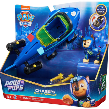 PAW Patrol, Aqua Pups Basic Vehicle Toy Car in Shark Design with Chase Puppy Figure, Toy Suitable for Children from 3 Years