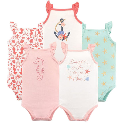 Hudson Baby Unisex Baby Cotton Sleeveless Bodysuits, Beautiful Sea, 3-6 Months