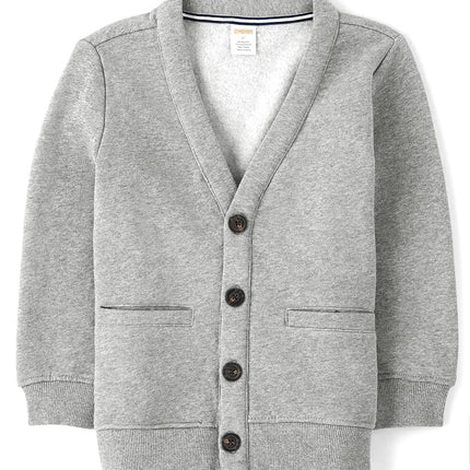 Gymboree Boys' and Toddler Long Sleeve Zip Up Hoodie and Cardigan Sweaters, Heather Grey, 4T