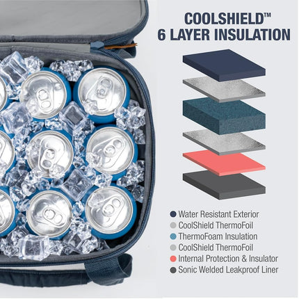 Nevera Plegable CleverMade Malibu Luxe - 18 latas - Elegante, Estructurada, A Prueba de Fugas y Plegable con Asas para Viaje - Bolsa Aislada de Lona Blanda - Leeward Navy
