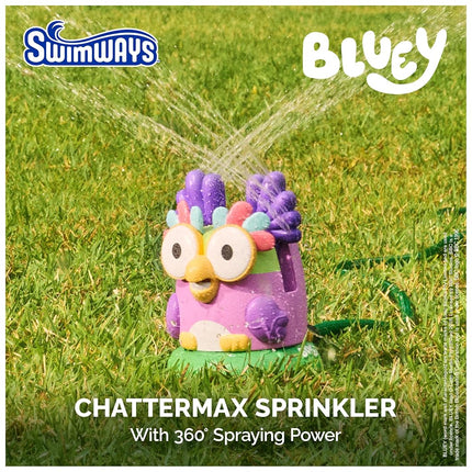 SwimWays Bluey Chattermax Sprinkler with 360 Degree Spray, Pool Furniture and Outdoor Toys, Windy Party Accessories, Water Toy for Children Aged 3+