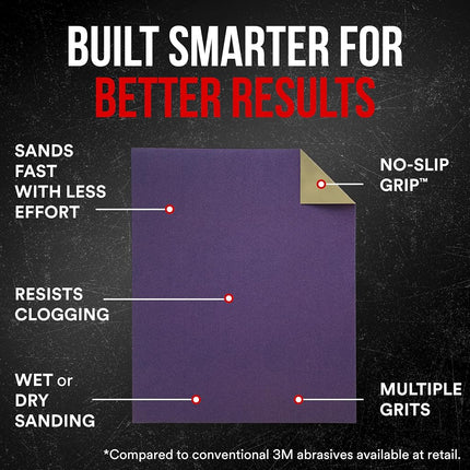 3M Advanced Sandpaper, 20-Pack, 150 Grit, 3M Pro Grade Precision, Features No-Slip Grip Backing, 9-in x 11-in, For Sanding Wood, Drywall, or Metal, Can be Used on Wet or Dry Surfaces (‎26150CP-P-G)