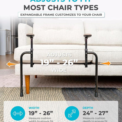 Stander EZ Stand-N-Go, Adjustable Standing Mobility Aid, Chair Assist Grab Bars, Ergonomic Stand Assist Handles (Eligible for VAT Relief in the UK)