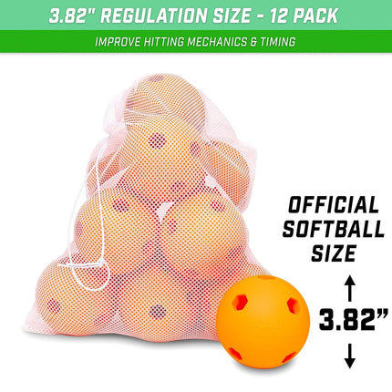 GoSports Baseball & Softball Limited Flight Modern Training Balls - 12 Pack - Regulation Size, Choose Your Sport