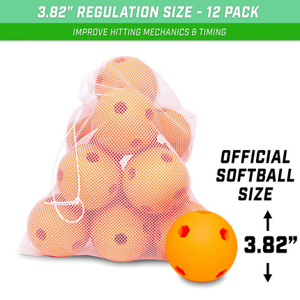 GoSports Balles d'entraînement modernes à vol limité pour baseball et softball – Lot de 12 – Taille réglementaire, choisissez votre sport