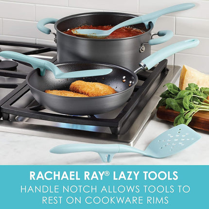 Rachael Ray 47915 3-Piece Lazy Tool Set Nylon Slotted Turner, Light Blue