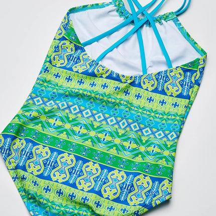 Kanu Surf Girls' Big Mahina Halter Beach Sport 1-Piece Swimsuit, Green, 12