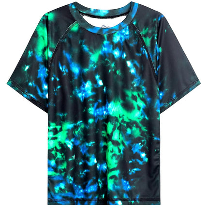 Kanu Surf Boys' Short Sleeve UPF 50+ Rashguard Swim Shirt, Hurricane Black, 3T