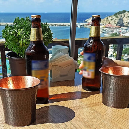 Dede Copper - CC Series (20 oz) - Handcrafted Drinking Cups or Serving Cold Beverages and Cocktail Mugs, Handmade Unlined Uncoated Pure Solid Copper Tumblers (Engraved-Antique)