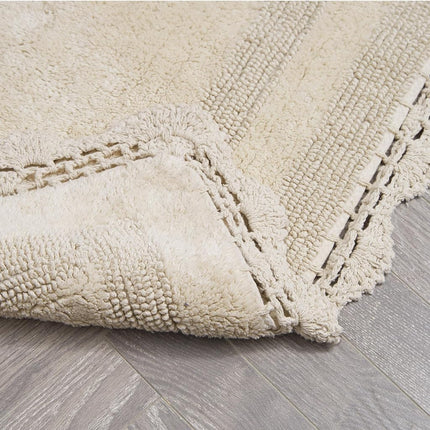 Laura Ashley Crochet Cotton 24x40 Bath Rug, Linen