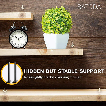 BATODA - 8" Heavy Duty Floating Shelf Bracket (6 pcs) – Solid Steel Blind Shelf Supports - Hidden Brackets for Floating Wood Shelves - Screws and Wall Plugs Included (Large Size)