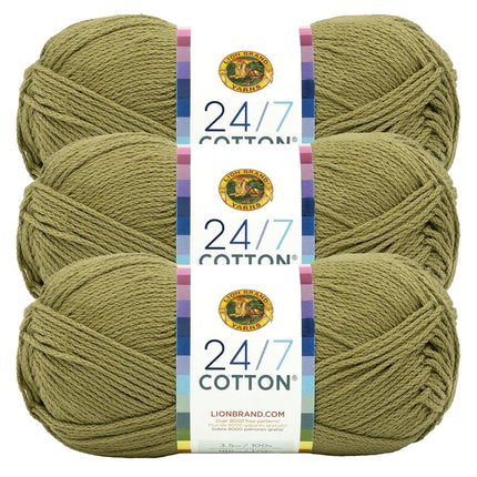 Lion Brand 24/7 Cotton Yarn, Yarn for Knitting, Cr