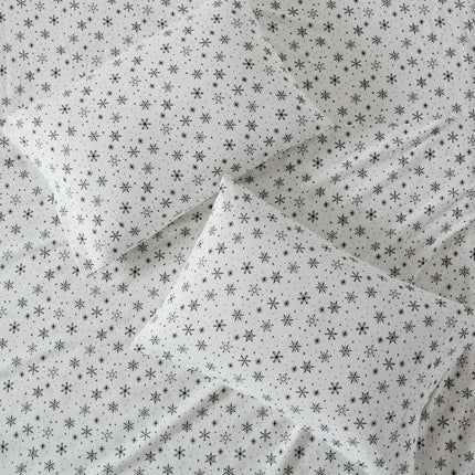Sleep Philosophy True North Flannel Sheets King Size, Cozy 100% Cotton Flannel Bed Sheets, Ultra Soft Cute Sheet Set, Novelty Print Themed Cold Weather Warm Bedding Set, Black Snowflakes, 4 Piece