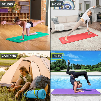 ProsourceFit Extra Thick Yoga and Pilates Mat ½” (13mm), 71-inch Long High Density Exercise Mat with Comfort Foam and Carrying Strap, Green