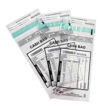 ADSURE Deposit Bags For Cash | Pack of 1000 | 5"x9"| Clear Plastic Tamper Evident Bag | Write-On Panel and Tear-Off Receipt | Bank Deposit Envelopes | Ideal for Cash Handling