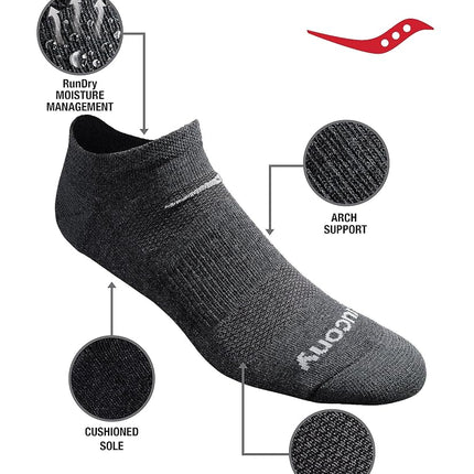 Saucony - Running Socks - Multi-pack Mesh Ventilating Comfort Fit Performance No-show Socks mens