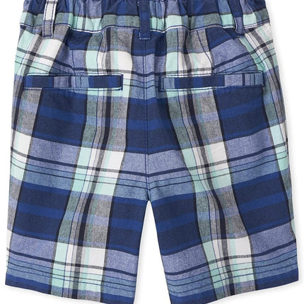 The Children's Place Baby and Toddler Boys Printed Chino Shorts, Blue Plaid, 12-18 Months