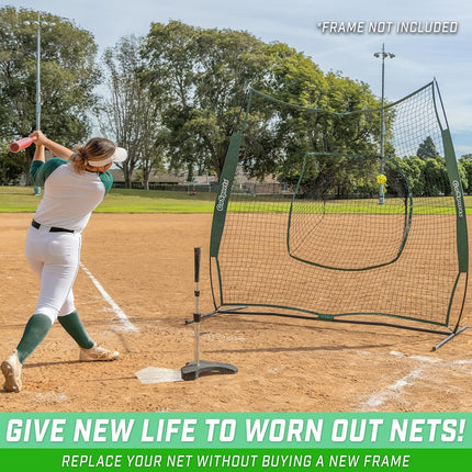 GoSports Team Tone Replacement 7 ft x 7 ft Baseball/Softball Net - Compatible with GoSports Brand 7 ft x 7 ft Baseball Net - Frame Not Included - Green