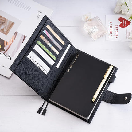 Ox Knight B6 Leather Planner Cover for Stalogy, Midori, Leuchtturm1917, and More - with Pen Loop, Card Slots, Back Pocket, and Bookmarks (Beige)