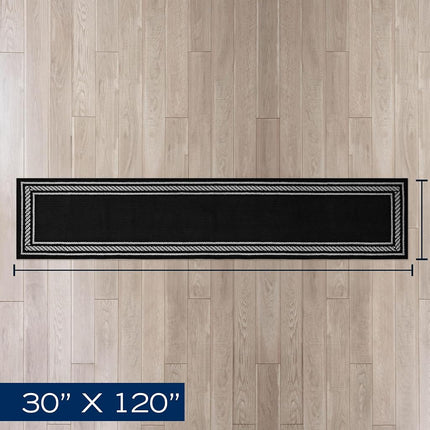 Nautica – Alfombra de Pasillo | Alfombras para Interiores, Pasillos y Entradas | Felpudo Antideslizante para Entrada y Cocina | Alfombras de Entrada Lavables a Máquina | 0,76 m x 3,05 m | Borde de Cuerda Negro