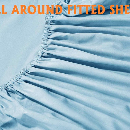 Elegant Comfort Softest and Coziest 4-Piece Sheet Set - 1500 Premium Hotel Quality Microfiber - Luxurious Wrinkle Resistant 4-Piece Damask Stripe Bed Sheet Set, Twin, Aqua Blue
