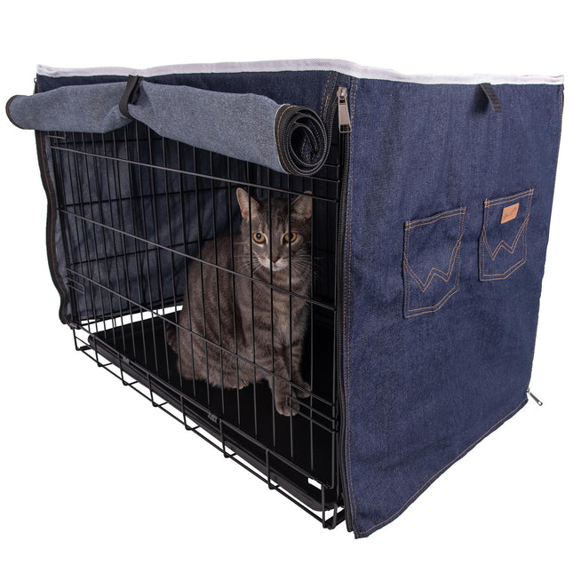 Wrangler Denim Dog Crate Cover – Durable, Breathab